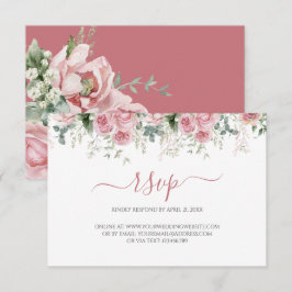 エレガントなユーカリの葉のグリーン ゴールドのウェディング 出欠カード