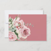 エレガントなユーカリの葉のグリーン ゴールドの結婚式 出欠カード (裏面)