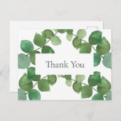 エレガントなユーカリの葉のビジネス感謝メッセージ ポストカード (正面/裏面)