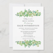 エレガントなユーカリの葉のブライダルシャワー 招待状 (正面)