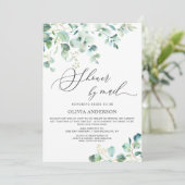 エレガントなユーカリの葉のブライダルシャワー（郵送） 招待状 (スタンド正面)