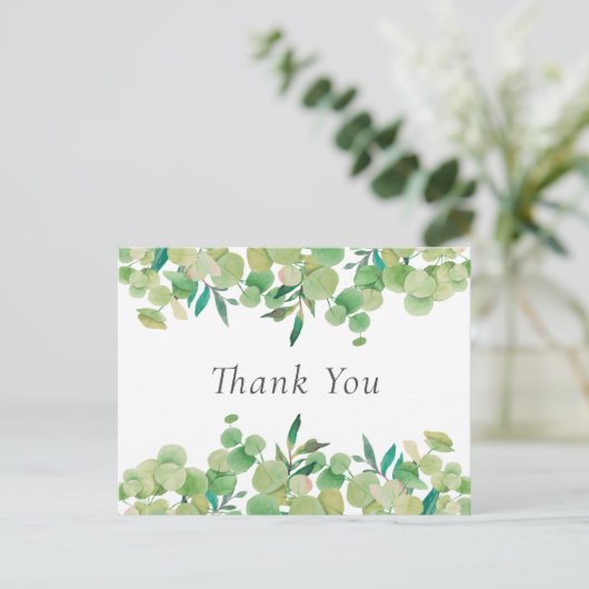 エレガントなユーカリの葉 ビジネス感謝カード ポストカード (スタンド正面)