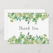 エレガントなユーカリの葉 ビジネス感謝カード ポストカード (正面/裏面)