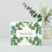 エレガントなユーカリの葉 ビジネス感謝 ポストカード (スタンド正面)