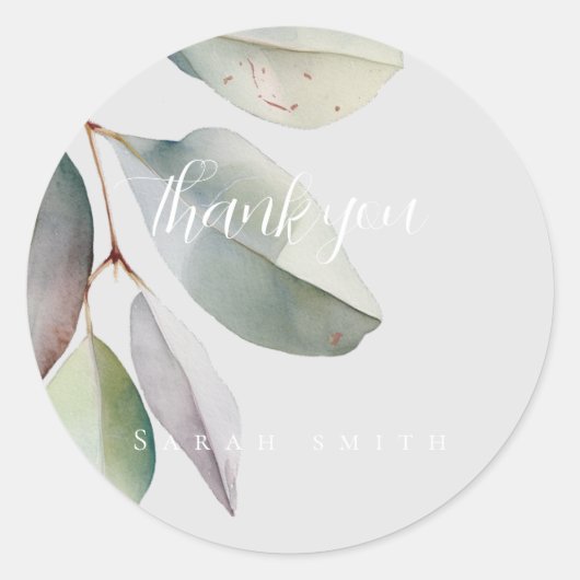 エレガントなユーカリの葉 ラウンドシール (正面)