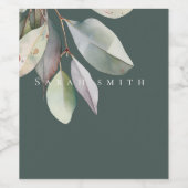 エレガントなユーカリの葉 ワインラベル (シングルラベル)