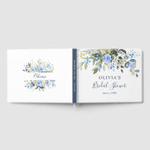 エレガントなユーカリの青いバラの花のブライダルシャワー ゲストブック (全面)