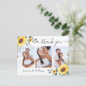 エレガントなユーカリひまわり フォト ありがとう ポストカード (スタンド正面)