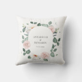 エレガントなユーカリグリーンのウェディングカスタム クッション (裏面)