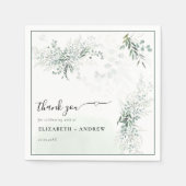 エレガントなユーカリグリーンのウェディング スタンダードカクテルナプキン (正面)