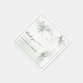 エレガントなユーカリグリーンのウェディング スタンダードカクテルナプキン (角)