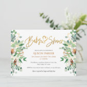 エレガントなユーカリグリーンのゴールドタイポグラフィ 招待状 (スタンド正面)
