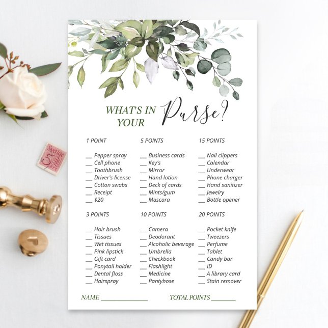 エレガントなユーカリグリーンのブライダルシャワーゲーム (クリエイターアップロード済み)