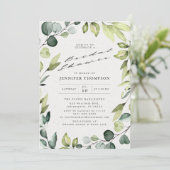 エレガントなユーカリグリーンのブライダルシャワー 招待状 (スタンド正面)