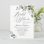 エレガントなユーカリグリーンのブライダルシャワー 招待状 (スタンド正面)