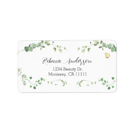 エレガントなユーカリグリーンのブライダル住所ラベル ラベル