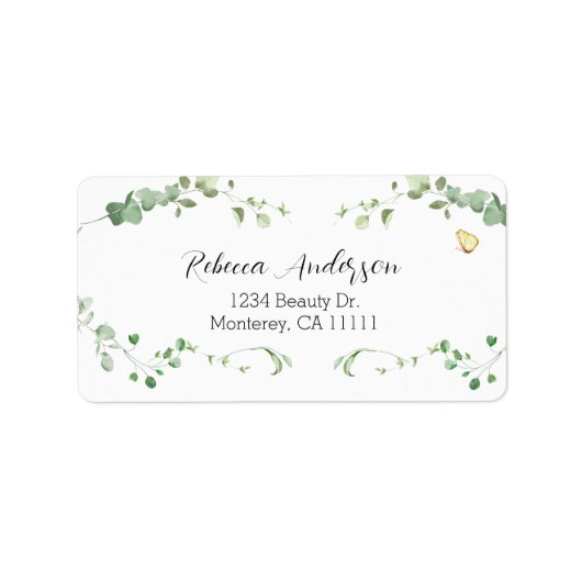 エレガントなユーカリグリーンのブライダル  ラベル (正面)