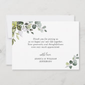 エレガントなユーカリグリーンの写真 ウェディング サンキューカード (裏面)