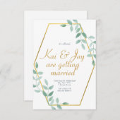 エレガントなユーカリグリーンの結婚式招待状 招待状 (正面/裏面)