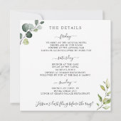 エレガントなユーカリグリーンの花嫁の週末 招待状 (裏面)