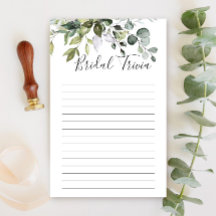 エレガントなユーカリグリーンの花嫁シャワーゲーム