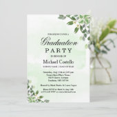 エレガントなユーカリグリーン多肉植物の卒業パーティー 招待状 (スタンド正面)
