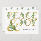 エレガントなユーカリゴールドのピースアンドジョイ家族写真 シーズンカード (正面/裏面)