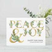 エレガントなユーカリゴールドのピースアンドジョイ家族写真 シーズンカード (スタンド正面)