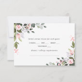 エレガントなユーカリピンクのブッシュローズのウェディング 出欠カード (裏面)