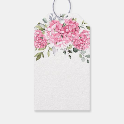 エレガントなユーカリピンクハイドランジアのお礼タグ ギフトタグ (裏面)