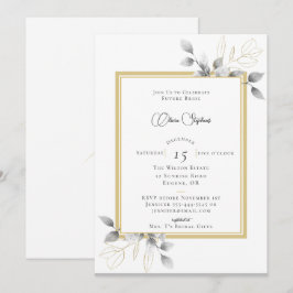 エレガントなユーカリフレームカリグラフィーブライダルシャワー 招待状