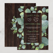 エレガントなユーカリフレーム After I DO ウェディング BBQ 招待状 (正面/裏面)