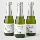 エレガントなユーカリ水彩画 ブライダルシャワー オーダーメイド スパークリングワインラベル (ボトル)