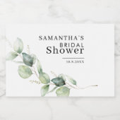 エレガントなユーカリ水彩画 ブライダルシャワー オーダーメイド スパークリングワインラベル (シングルラベル)