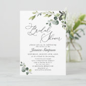 エレガントなユーカリ水彩画 ブライダルシャワー 招待状 (スタンド正面)