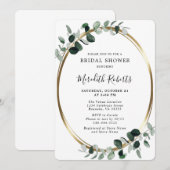 エレガントなユーカリ ゴールド フォイル ブライダル シャワー 招待状 (正面/裏面)