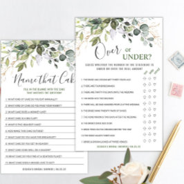 エレガントなユーカリ ツーサイド ブライダルシャワー ゲーム