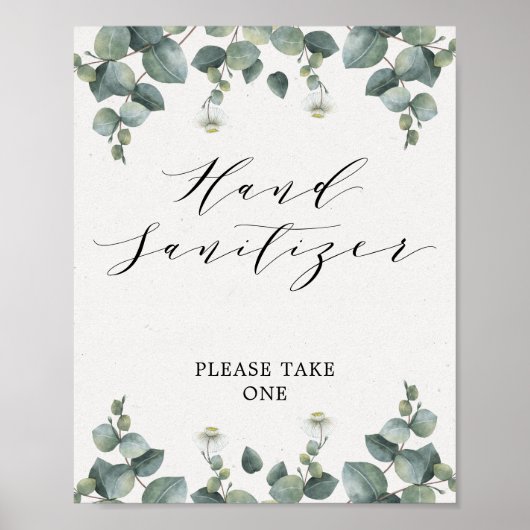 エレガントなユーカリ ハンドサニタイザー看板 ポスター (正面)