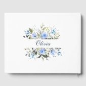 エレガントなユーカリ ブルー ローズ フラワーブライダルシャワー ゲストブック (裏面)