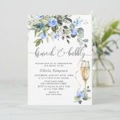 エレガントなユーカリ ブルー ローズ ブランシュ & バブルリー 招待状 (スタンド正面)
