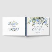 エレガントなユーカリ ブルー ローズ 花の ブライダル シャワー ゲストブック (全面)