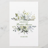 エレガントなユーカリ ワードサーチ ブライダルシャワー ゲーム (裏面)