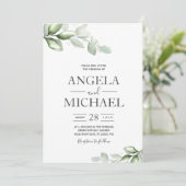 エレガントなユーカリ 水彩 ボヘミア リーフ 招待状 (スタンド正面)