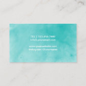 エレガントなヨガのインストラクターの水彩画のターコイズ 名刺 (裏面)