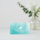 エレガントなヨガのインストラクターの水彩画のターコイズ 名刺 (スタンド正面)