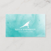 エレガントなヨガのインストラクターの水彩画のターコイズ 名刺 (正面)