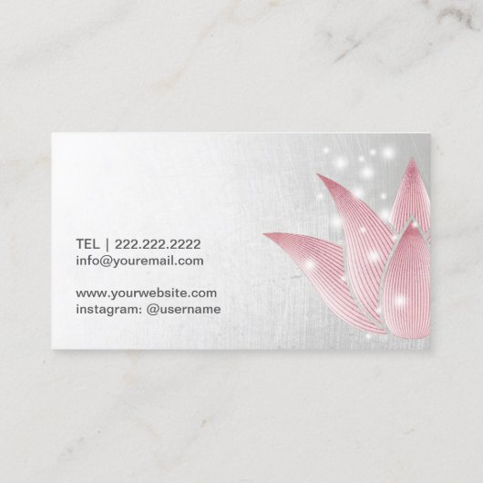 エレガントなヨガのインストラクターの白熱［赤熱］光を放つなはす治療のスパ 名刺 (裏面)