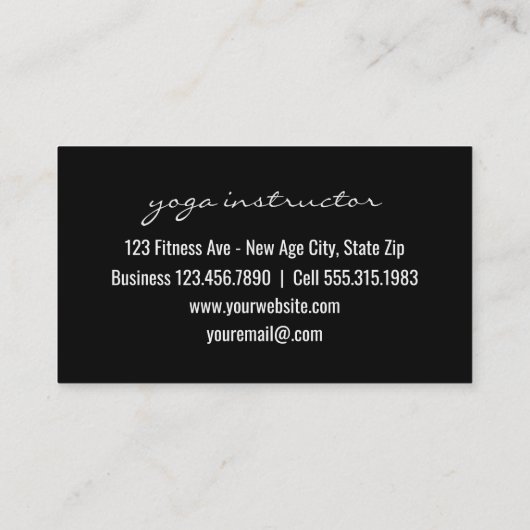 エレガントなヨガのインストラクター|の曼荼羅の金ゴールドの黒Boho 名刺 (裏面)