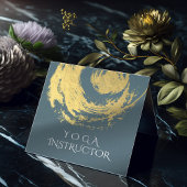 エレガントなヨガの青と金のZENシンボル ブラシストローク スクエア名刺