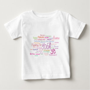 エレガントなヨガはピンクおよび紫色パターンAsanasを提起します ベビーTシャツ